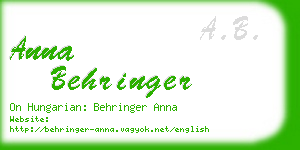 anna behringer business card